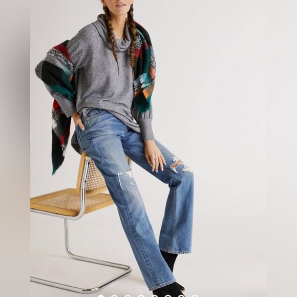 ANTHROPOLOGIE Maeve Tunic Dress Women's Size Medium Gray Long Sleeve Cowl Neck - Picture 1 of 15